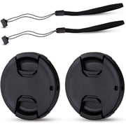Acuvar Lightweight 2 49mm Front Lens Cap with 2 Deluxe Cap Keeper For Canon, Sony Lenses, Black, 4 Pack