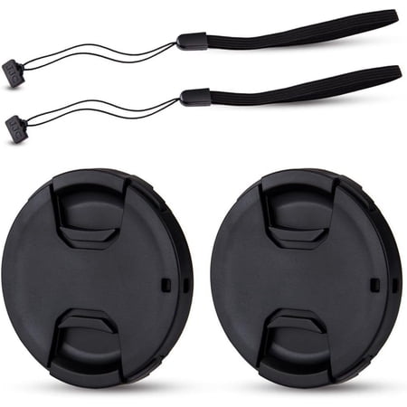 Acuvar Lightweight 2 49mm Front Lens Cap with 2 Deluxe Cap Keeper For Canon, Sony Lenses, Black, 4 Pack