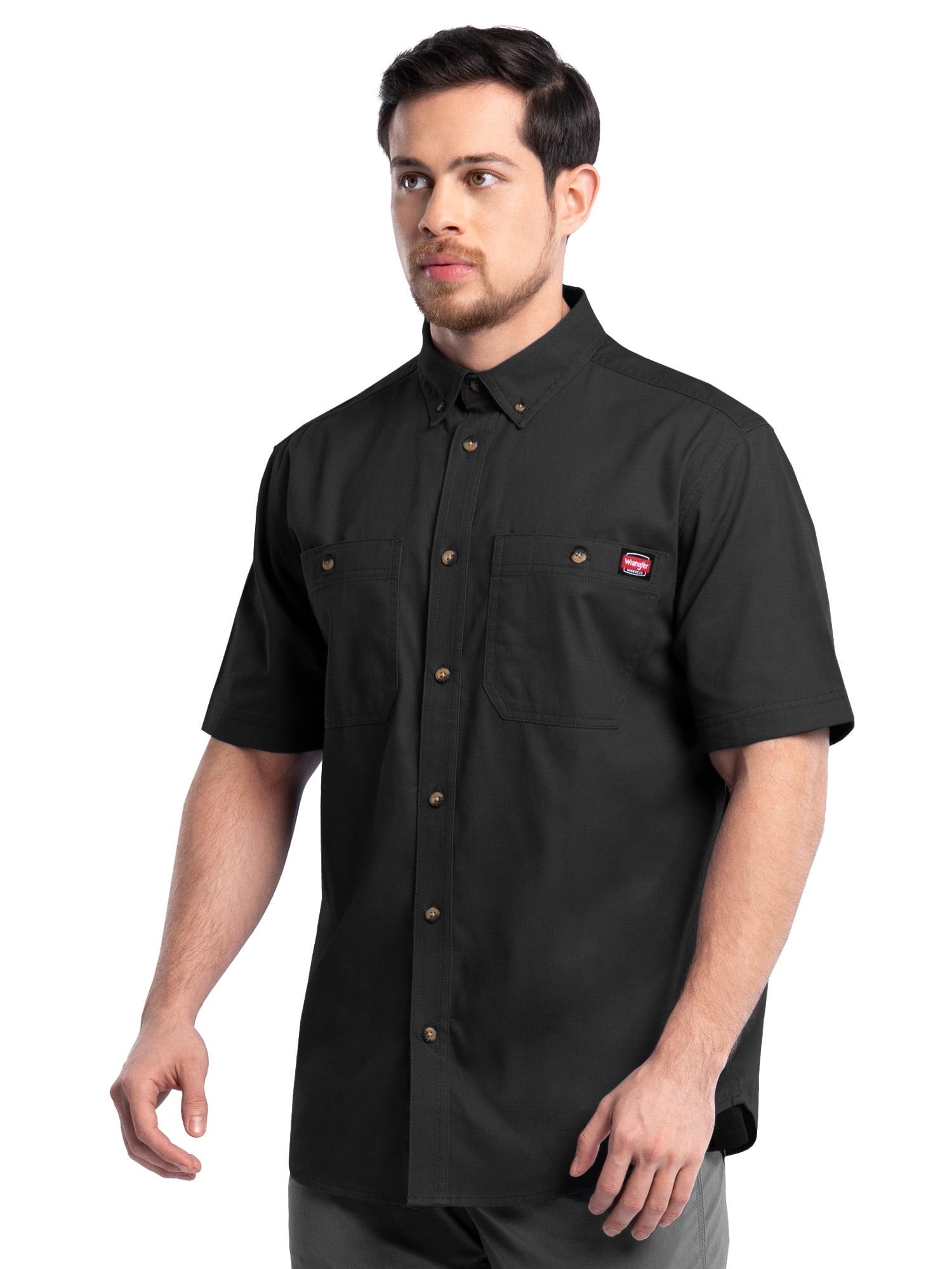 Wrangler Workwear Men’s Short Sleeve Durable Twill Pen Pocket Work Shirt, size S-3XL