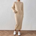 thumbnail image 2 of zfwon Sweater Sets Women 2 Piece Outfit Women's High Neck Sweater and Midi Skirt Soft Knit Set Stretchy Bodycon Office Dress Airport Outfit Lounge Wear Set for Fall Winter, 2 of 8