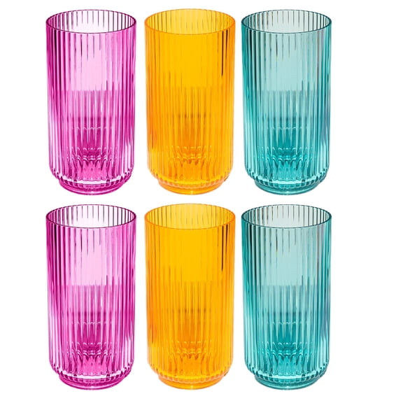 Mesa Acrylic Drinking Glass - Assorted Colors - 22 oz - Set of 6