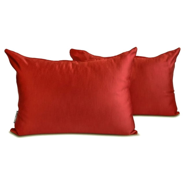 Funda de almohada lumbar de lujo HomeCentric, color óxido, paquete de 2, 30 x 45 cm (12 x 18 pulgadas), funda de almohada rectangular de satén liso, estilo moderno liso - Satén flameado color óxido