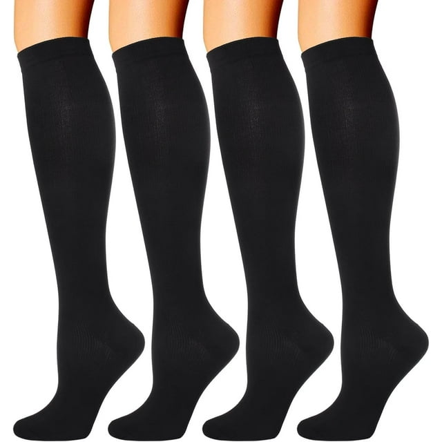 Bas de Compression Double Couple 4 Paires pour Hommes et Femmes 20-30 mmHg Bas de Compression