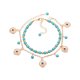 thumbnail image 1 of Conjunto de 2 tobilleras con flecos de cuentas turquesas, tobilleras de playa, joyas, tamaño de tobillera, 1 of 8