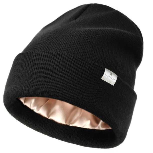 Gorro YANIBEST de punto con forro satinado de invierno para mujeres y hombres