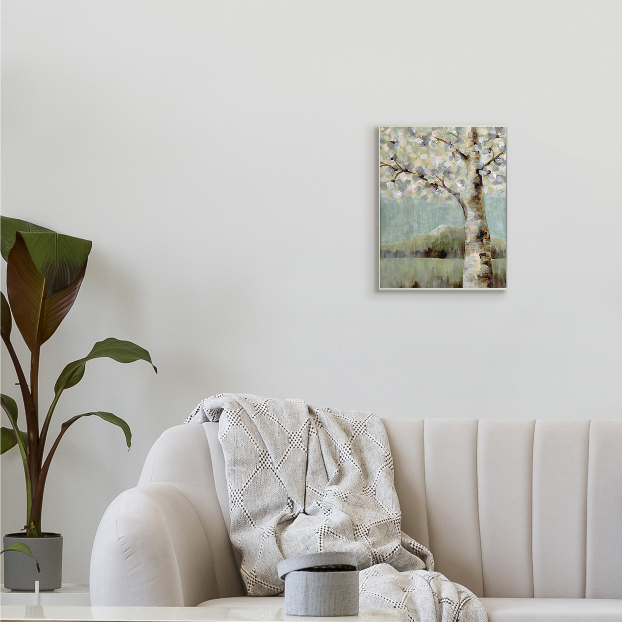 Stupell Industries Flowers Blooming on Neutral Tree Landscape,10 x 15,Designed by Doris Charest