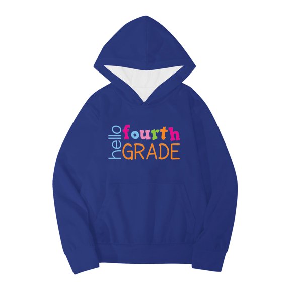 TJAZFJPA Sweatshirts for Girls Kids for Fall Kids Boys Girls Autumn Winter School Season Fourth Grade Letter Printed Long Sleeve Hoodie Warm and Comfortable Tops Children's Clothing 6-7 Years
