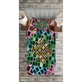 thumbnail image 3 of Ambesonne Geometric Quilted Bedspread Set 2 Pcs, Color Squares Frames, Twin Size, Multicolor, 3 of 3