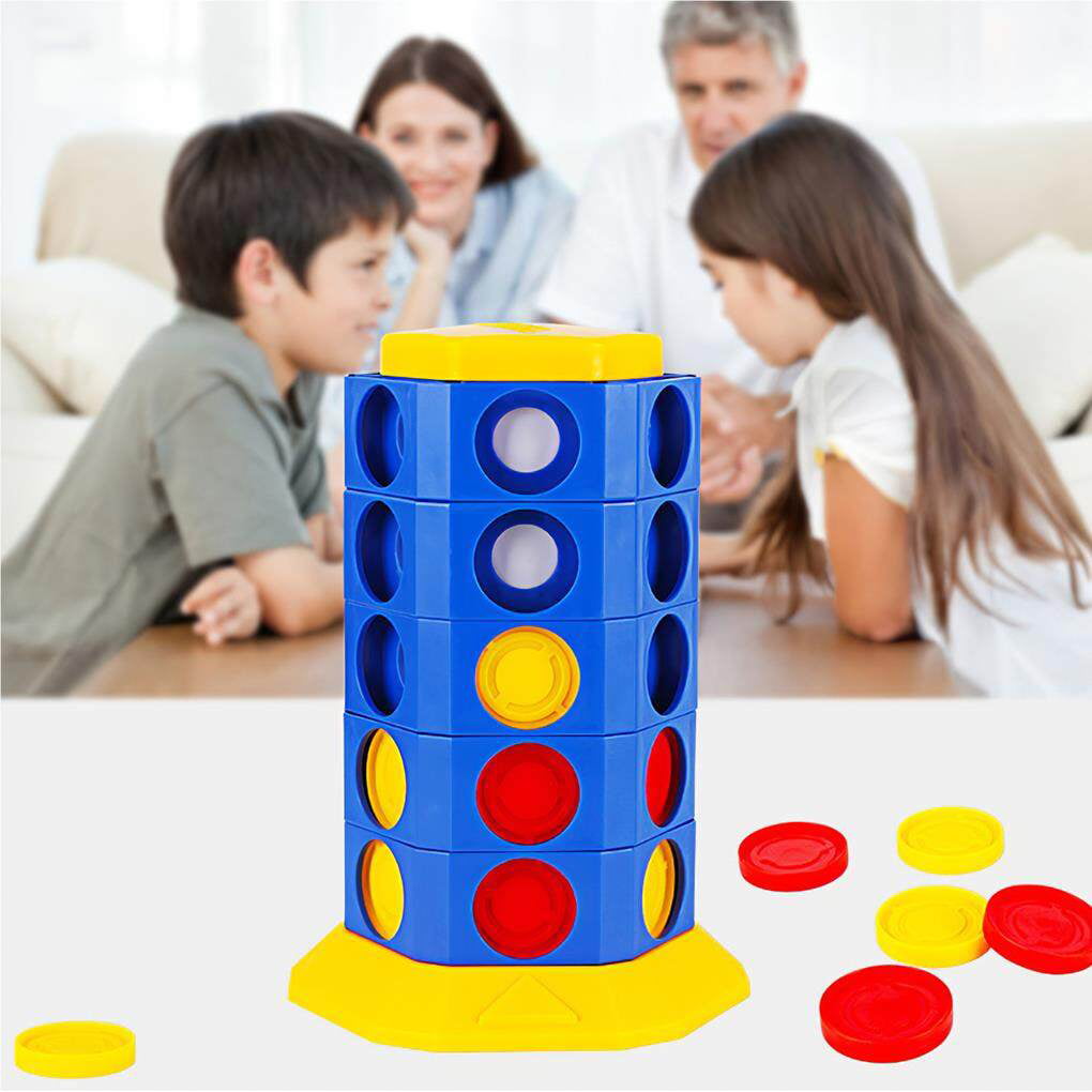 Fun Twist and Turn Toys Educational Four Consecutive Chess Plastic Children Puzzles Connect Game Portable Household Toy