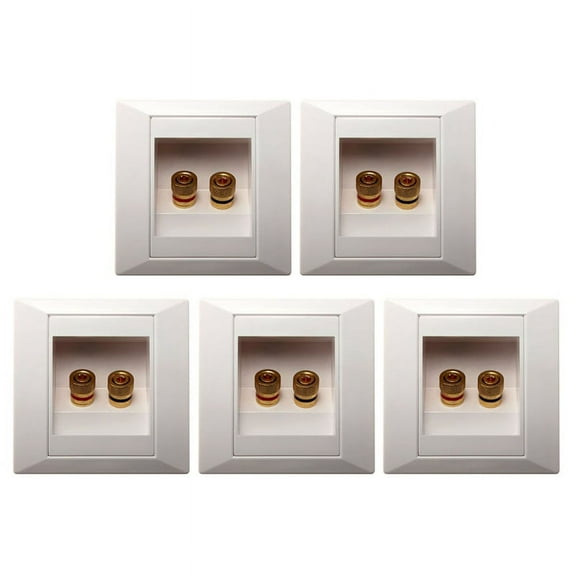 5X Wall Socket Connection Port with 2 Jack Speaker White