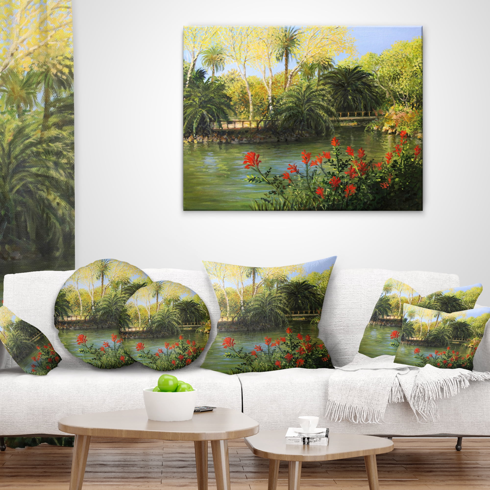 Designart Garden of Eden - Landscape Printed Throw Pillow - 16x16