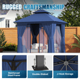 thumbnail image 4 of Sunmthink Outdoor Gazebo for Patio 8'x8', Metal Frame Canopy with Double Roofs, Heavy Duty Party Tent and Shelter with Mosquito Netting and Privacy Screen for Backyard,Garden,Deck (Blue), 4 of 9