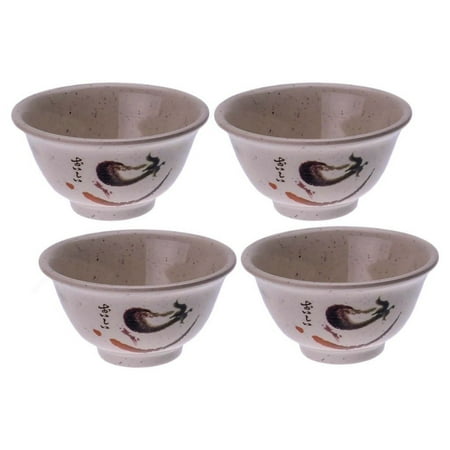 - M.V. Trading EP701 Sauce Melamine Bowls with Eggplant Design Series, 4-Ounces, 3¾-Inches, Set of 4