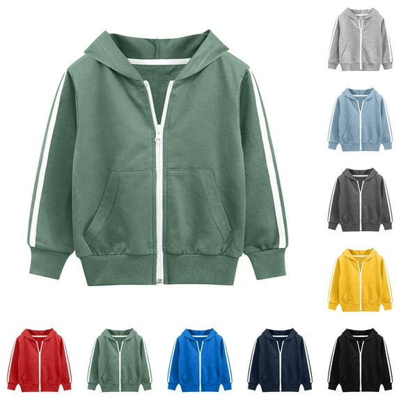 BOBOGOJP Boys Zip-Up Fleece Hoodies Sweater Jacket Black for Size 5-6 Years