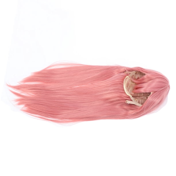 Peluca Rosa Larga, Peluca De Mujer De Alta Densidad Sintética Delicada Textura Con Flequillo Para Fiesta