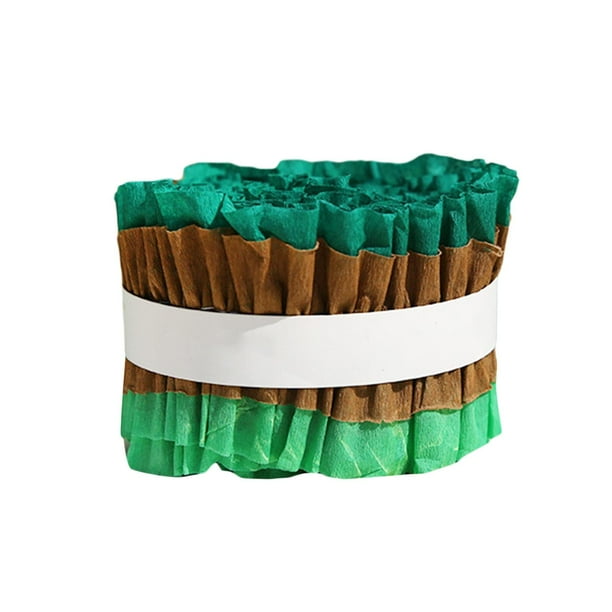 2 rollos de papel arrugado para decoración de cumpleaños, manualidades, regalo, fondo, 7 cm x 3 m, para colgar marrón verde