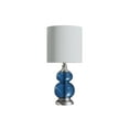thumbnail image 4 of 21" Sapphire Blue Wrinkle Glass Accent Lamp w/ Brushed Nickel Accents & White Linen Shade (Set of 2), 4 of 9