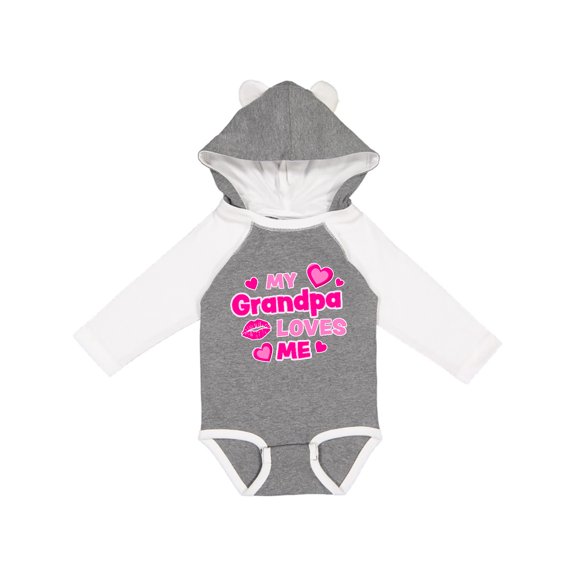 Inktastic My Grandpa Loves Me with Hearts and Kiss Boys or Girls Long Sleeve Baby Bodysuit