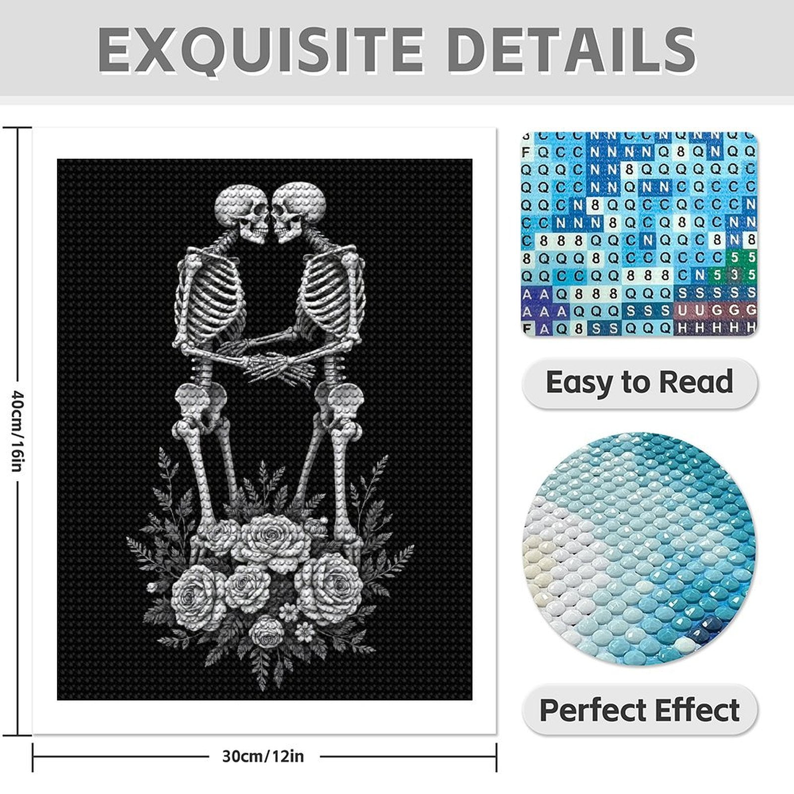 Diamond Painting Femme Reofrey DIY Squelette Diamond Painting Adulte, Couple 5D Diamond Painting 30x40cm