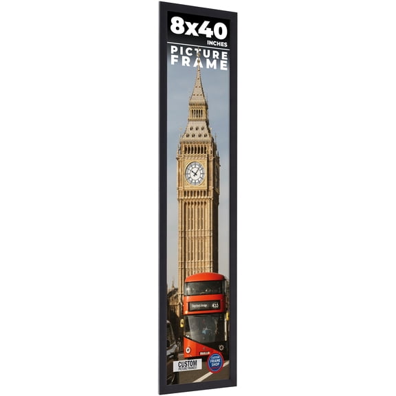 8x40 Frame Black Real Wood Picture Frame Width 0.75 inches | Interior Frame Depth 0.5 inches | Noir