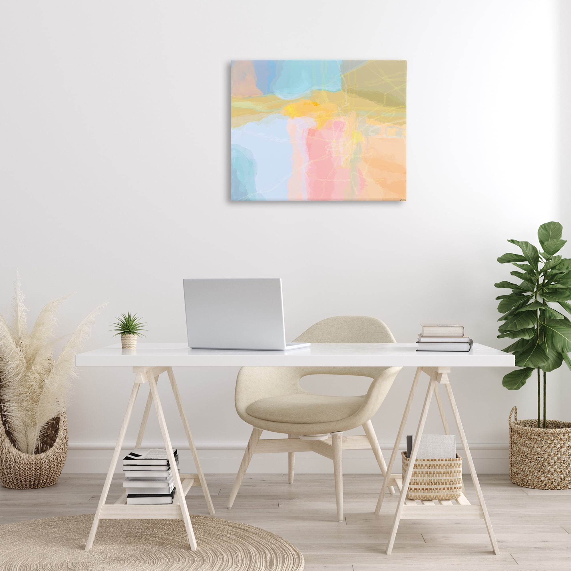 Stupell Industries Pastel Collaged Pattern Abstract Painting Gallery Wrapped Canvas Art Print Wall Art, 30 x 24