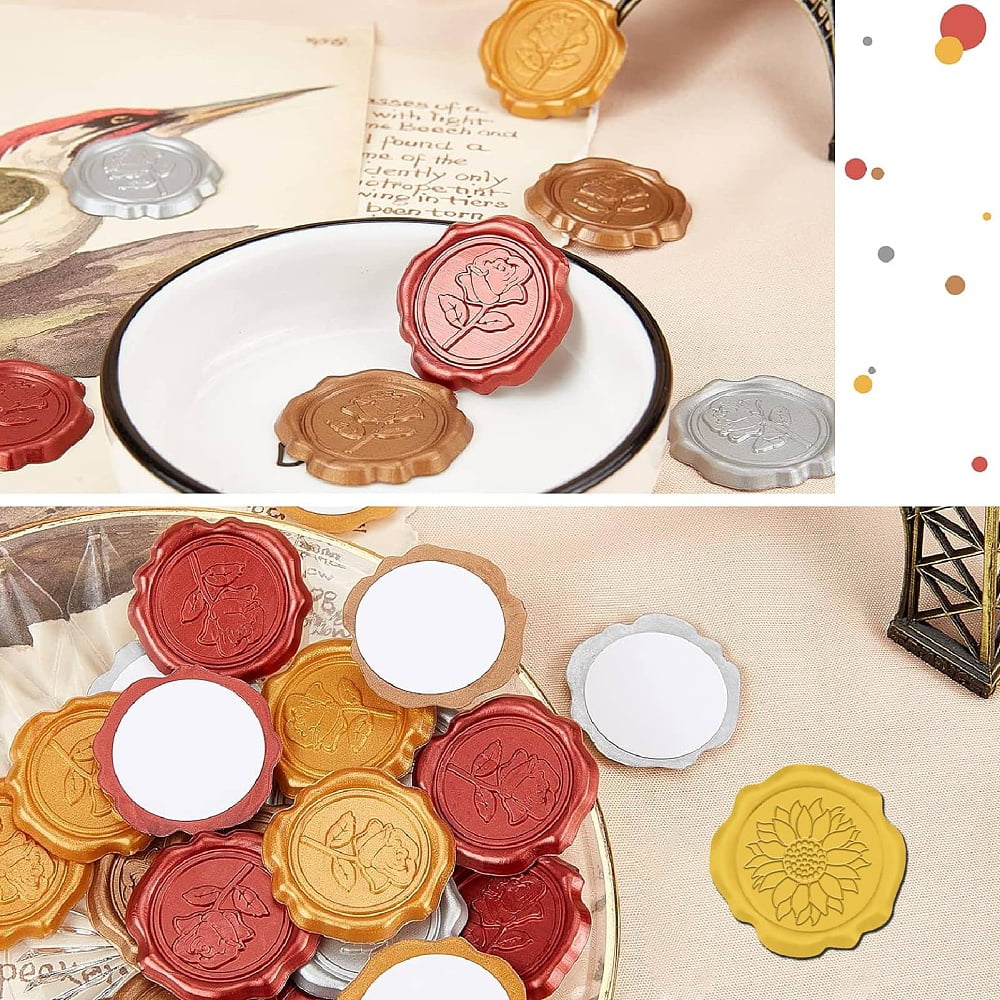 1set 100pcs Adhesive Wax Seal Stickers Envelope Seal Decoration For Craft Scrapbook DIY Gift Flower 30mm