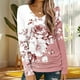thumbnail image 1 of Ailaofu Long Sleeve Shirts for Women Fall Fashion Basic Trendy V-neck Floral Printed Casual Tops, 1 of 5