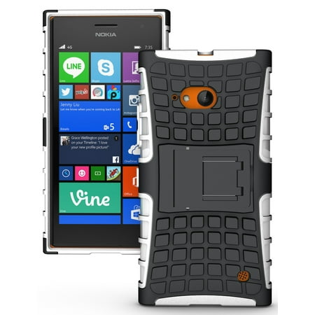 Nokia Lumia 938 Case NAKEDCELLPHONE'S WHITE GRENADE GRIP RUGGED TPU SKIN HARD CASE COVER STAND FOR NOKIA LUMIA 730 735 (SPRINT, VERIZON, UNLOCKED) ()