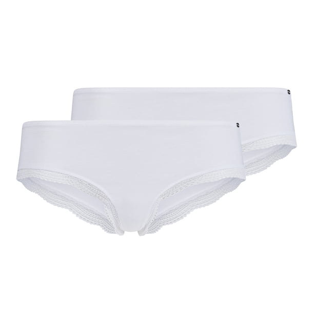 SKINY Calzoncillos para mujer, pack de 2 - Rio Slip DP, Classic Cotton, encaje, algodón elástico Blanco XL (X-Large)