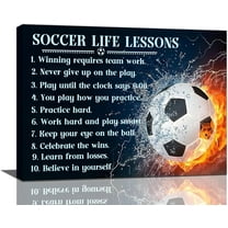 Soccer Wall Art Soccer Life Lessons Canvas Painting Prints Soccer Sport Inspirational Quotes Pictures Wall Decor Soccer Gifts for Boy Modern Artwork Home Decor for Boy''s Room Bedroom Office 16"x12"