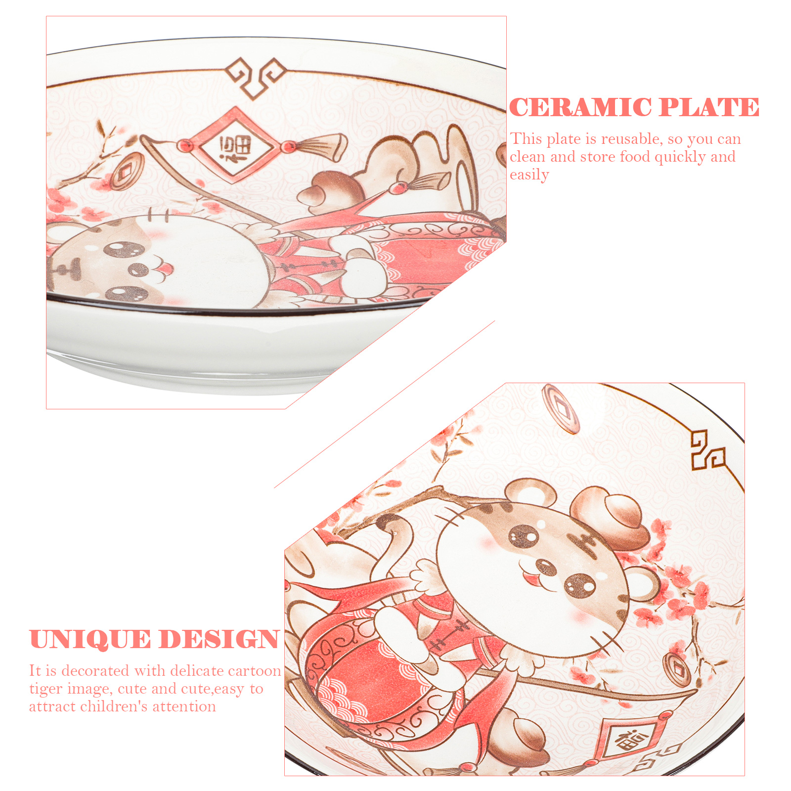 Guichaokj Tiger Plate Zodiac Design Food Serving Plates Chinese New ...
