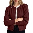 thumbnail image 2 of Women's Long Sleeve Button Down Cropped Knit Cardigan,Casual Short Sweater Jacket, 2 of 6