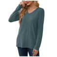 thumbnail image 1 of Kogui Chandails pour Femmes Automne Chandails à Manches Longues pour Femmes Col Rond Court Tenue de Bureau Décontractée Chandails Légers Hauts de Chandail Vêtements Mode Automne 2025 (Bleu,TTG), 1 of 9