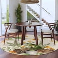 thumbnail image 4 of Round Area Rug 5ft,Pastoral Coffee Frog Mushroom Washable Carpet Non-Slip Runner Accent Rugs Indoor Floor Mat for Bedroom Living Room Decor,Retro Bread on Linen, 4 of 9