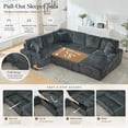 thumbnail image 4 of Oversized 122" U-Shaped Sectional Sleeper Sofa Bed with Pull-Out Bed,Storage Chaise,Type-C USB,Fuzzy Plush,7-Seat,Deep Gray, 4 of 10