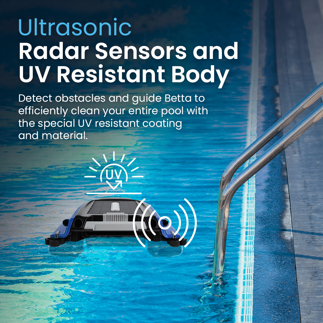 Betta Smart Solar-Powered Automatic Robotic Pool Surface Skimmer with 30-Hour Battery Life and Re-Engineered Twin Salt Chlorine Tolerant Motors (Blue)
