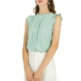 thumbnail image 6 of INSPIRE CHIC Women's Sleeveless Blouse Ruffled Pleated Wear-to-Work Chic Blouse S Cyan, 6 of 9