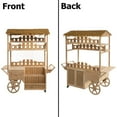 thumbnail image 7 of Vintiquewise Versatile Multi-Tier Shelves Wooden Rolling Cart - Perfect for Festival, Event Stand, Food Tasting Table, Garden Floral Display Rack, & Home Decor with Straw Roof and 2 Wood Wheels, 7 of 7