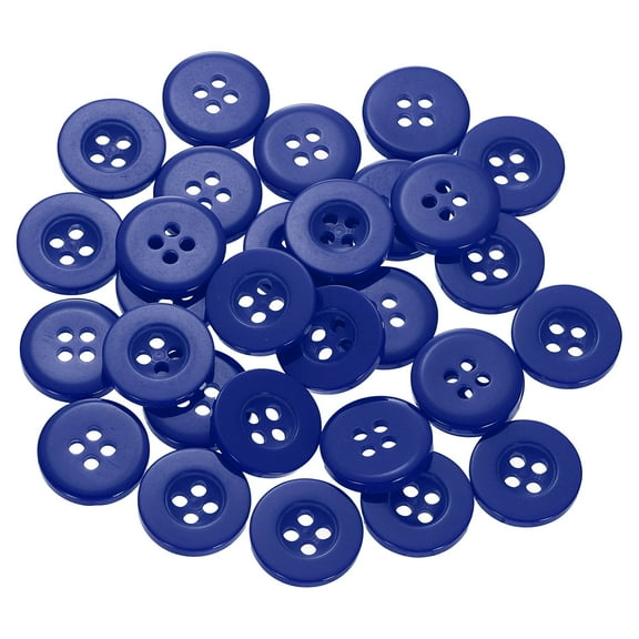 30pcs 24L Sewing Buttons 5/8"(15mm) Resin Round Flat 4-Hole Craft Replacement Buttons for Sewing Clothing and DIY, Blue