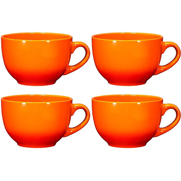 Jumbo Soup Bowl and Cereal Mugs Wide Ceramic Mug Set of 4, 24 Ounce, By
