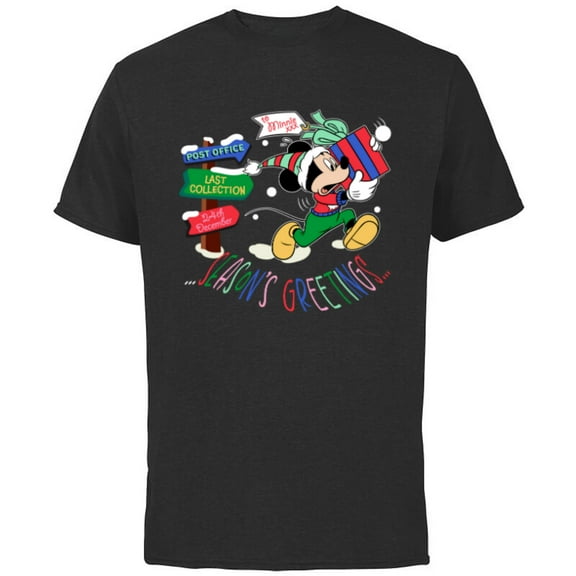 Disney Mickey Mouse Christmas Holiday Gift Running Late - Short Sleeve Cotton T-Shirt for Adults - Customized-Black
