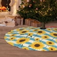 thumbnail image 6 of Picia White Blue Striped Sunflower Print Christmas Tree Skirt , Christmas Tree Skirt Ornaments for Merry Christmas Holiday Party Decorations Indoor Outdoor-48", 6 of 7