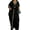 Black, variant on African Print Women's Two Piece Wide Leg Pants V-Neck Button Robe Set Plus Size