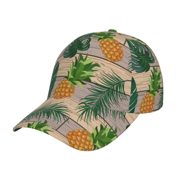 Honeii Pineapples Palm Leaves Print Hat, Women's Baseball Hat Unisex Fit, Baseball Cap,Adjustable One Size