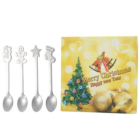 

ibaste Soup Spoon | Coffee Spoons Stainless Steel Set of 4 | Silver Gold Christmas Tableware Espresso Demitasse Spoon Iced Tea Ice Cream Cereal Table Spoons Set