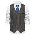 thumbnail image 2 of Gilet Rétro à Rayures pour Hommes avec Poches à Simple Boutonnage Col en V Blouse, 2 of 9
