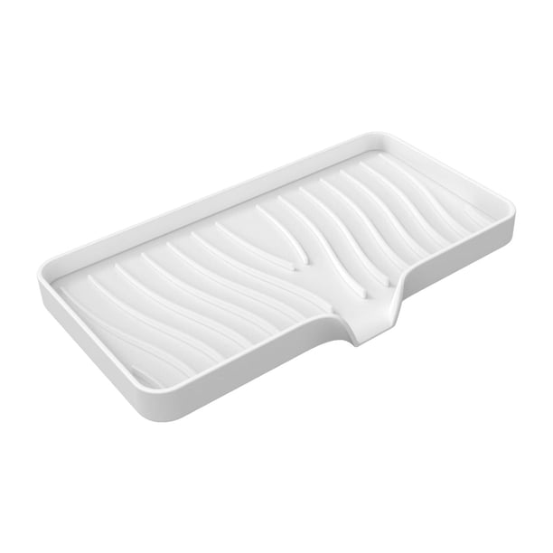 Bandeja recogegotas Diseño autodrenante Jabonera Estrías elevadas para ducha, barra Blanco L