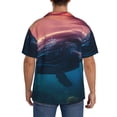 thumbnail image 3 of Yiaed Sunshine Ocean Whale Print Mens Casual Wrinkle Free Shirts Short Sleeve Button Down Summer Stretch Dress Shirt-XX-Large, 3 of 5