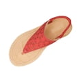thumbnail image 2 of YgkuHd Women's Casual Flat Sandals Perforated Floral Upper Toe Post Style Elastic Ankle Strap Espadrille Sole Red,7, 2 of 9