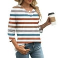 thumbnail image 6 of Elvqul Pullover Tops for Women Shirts V Neck Loose 3/4 Sleeve Striped Juniors Tops Comfortable, 6 of 7